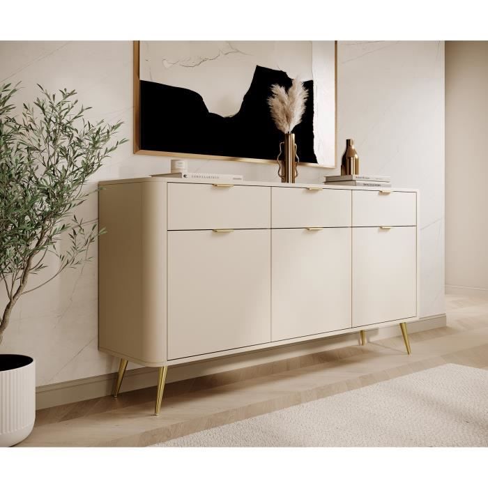 Commode à trois portes avec tiroirs - OVAL - 1635 cm - beige