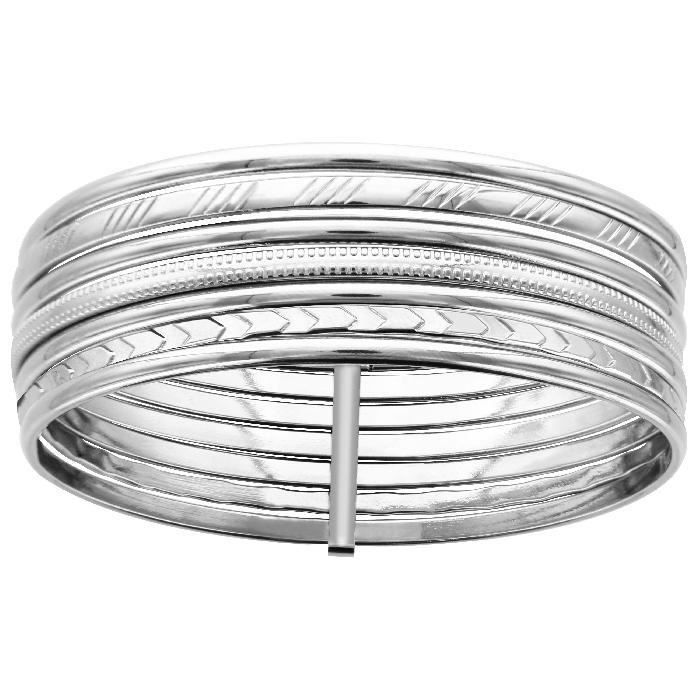 Semainier De 7 Bracelets Argent 925 - Modèle Torsadé Et Lisse - Taille 65 Mm - Neuf Avec étiquettes
