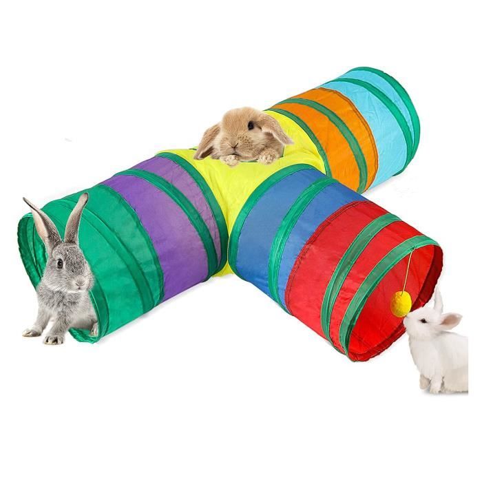 Tunnels et Tubes de Lapin Pliables 3 Voies Lapin Cachette Petit Animal