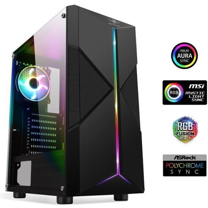 Boitier PC Gamer RGB Blanc, Compatible ATX/mATX/ITX, Moyen Tour PC