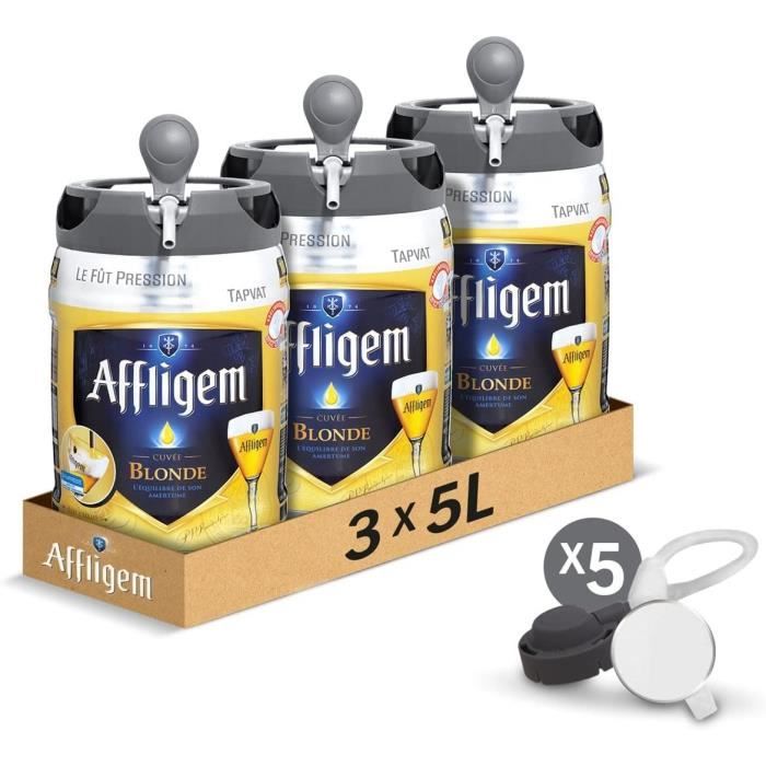 Pack de 3 fûts 5L - Affligem Blonde + 5 tubes de services Bière blonde 6,7  Compatible avec Tireuse BeerTender Utilisable sans30 - Cdiscount  Electroménager