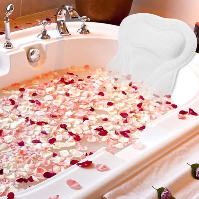 Coussin De Bain Avec Ventouses Antidérapant - PVC Souple, Taille 31x21 Cm - Support Pour Tête Et Dos, Lavable, Rose