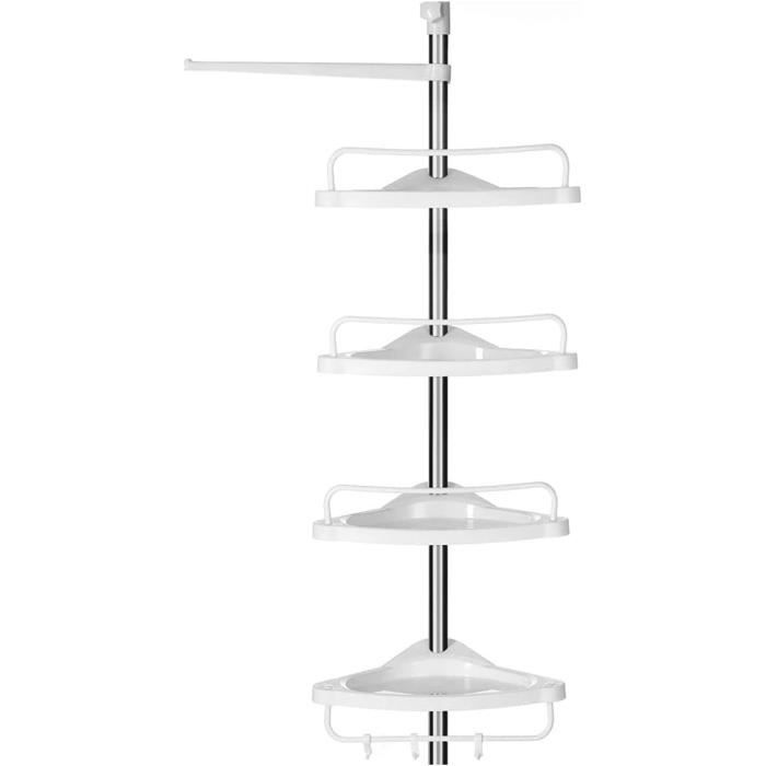 OHMG Étagère De Douche Télescopique, Colonne D'angle De Salle De Bain Télescopique, étagère D'angle Télescopique Pour Douche Avec 4 étagères (254- 304cm