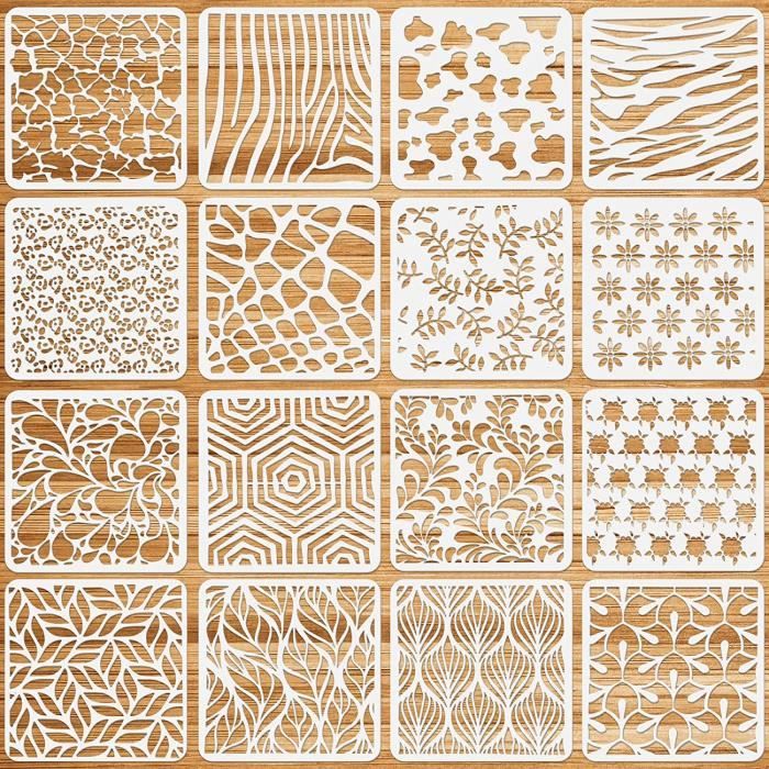 20 Pochoirs Réutilisables OOTSR - 20x20 Cm - Modèles Créatifs Pour Peinture, Déco Maison Et DIY