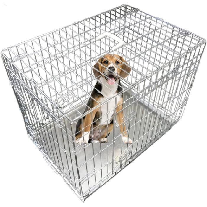 EllieBo Dog Puppy Cage XLarge caisse pliante argentée à 2 portes de 42 pouces avec plateau en