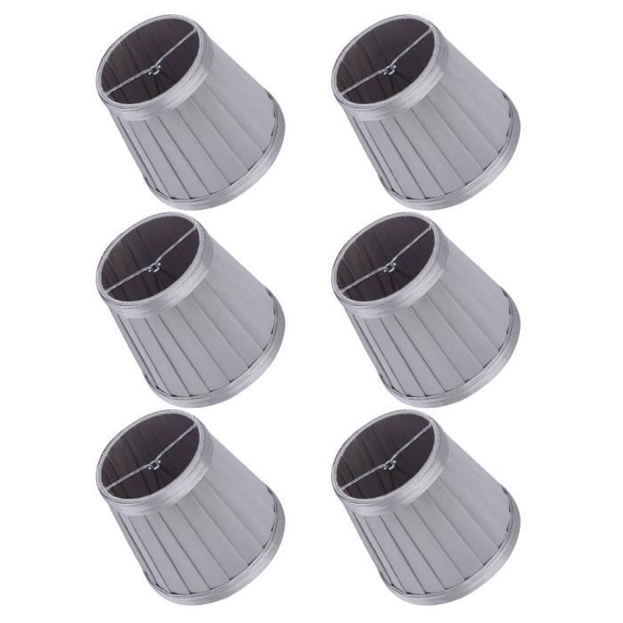 Lot De 6 Abat-jour Cylindriques En Lin Naturel - Compatibles E14/E27, à Pince, Pour Lustres, Appliques, Lampes - 7