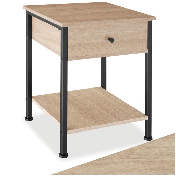 Table dappoint - TECTAKE - Table de chevet BRADFORD au style industriel avec 2 étagères en bois 40 x 40 x 55 5 cm - Bois clair Table dappoint - TECTAKE - Table de chevet BRADFORD au style industriel avec 2 étagères en bois 40 x 40 x 55 5 cm - Bois clair