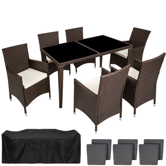 Tectake Salon De Jardin 6 Places Avec 1 Table A Manger En Resine