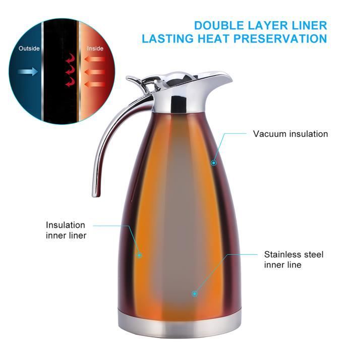 Pichet Isotherme à Pompe 2.2L Inox Double Paroi - Maintien Chaud/Froid 24h