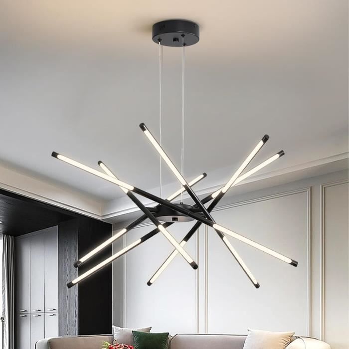 Lustre Plafonnier Industriel Spoutnik - 6 Bras Réglables à 180° - Noir Et Or - Ampoules E27 Max 40W - Pour Salon, Cuisine, Bureau - 3