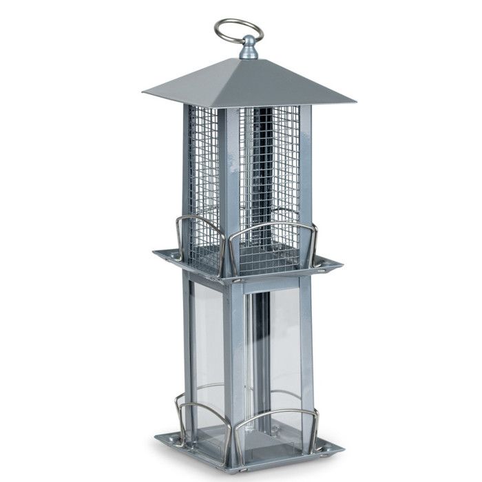 Meilleurs prix pour Mangeoire Silo combi Minca graines et arachides gris 38 cm pour oiseaux - Vadigran