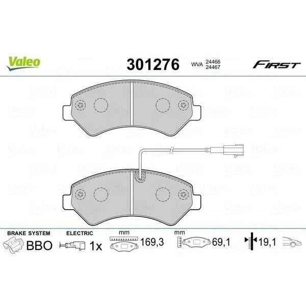 Plaquette de frein gamme first Peugeot jumper - VALEO - 301276