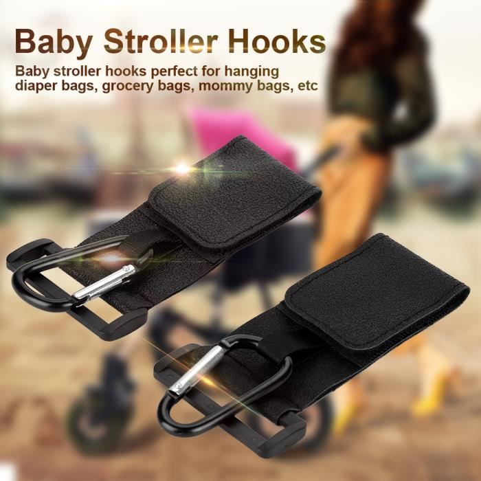 Crochet de poussette pour bébé 2 pièces avec crochet et boucle en