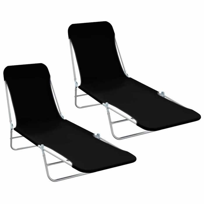 Chaise longue VIDAXL Set de 2 Acier enduit de Pliable et réglable - vue 10