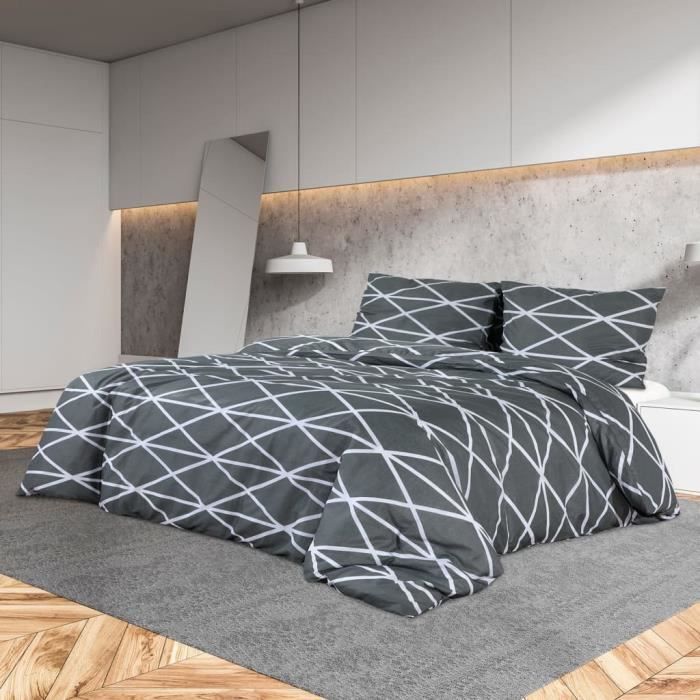 vidaXL Ensemble de housse de couette Gris 155x220 cm Coton136055