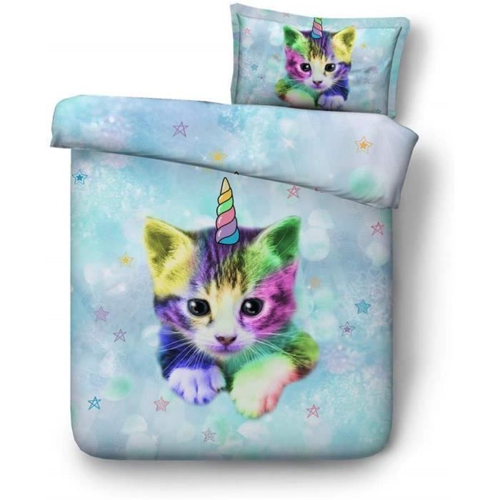 140x0cm 1 Personne Bebe Bambin Adolescent Galaxie Etoile Bleu V D Oreiller Coton 3d Chat Animal Blanc Housse De Couette Chat 2 Cdiscount Maison