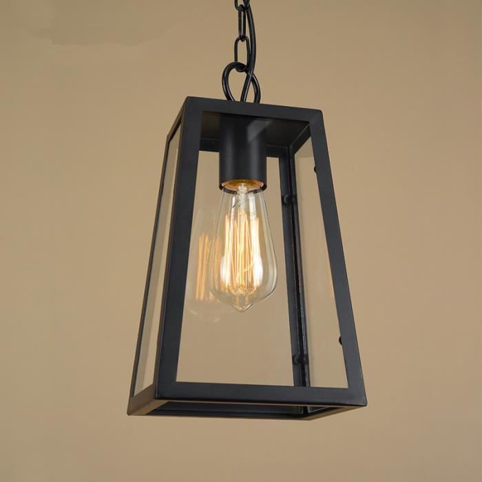 Suspension extérieure Lampe Suspendue Noire rétro IP44 Plafond Vintage Industriel Fer + Lampe Murale en Verre Suspension extérieure Lampe Suspendue Noire rétro IP44 Plafond Vintage Industriel Fer + Lampe Murale en Verre