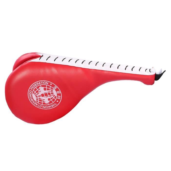 Raquette D’Entraînement Double Kick Pour Taekwondo, Karaté, Kickboxing – Taille 38x19x5 Cm, Rouge, Matériau PU+EVA