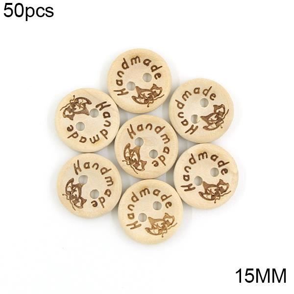 30 Boutons Bois Naturel 40mm – 4 Trous, Ronds, Pour Couture Et Artisanat