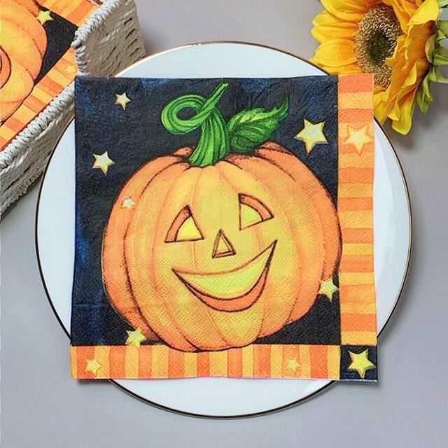 Lot De 40 Serviettes Halloween - Motifs Citrouille, Fantôme, Chauve-souris - Décoration De Table D'automne Et Fête
