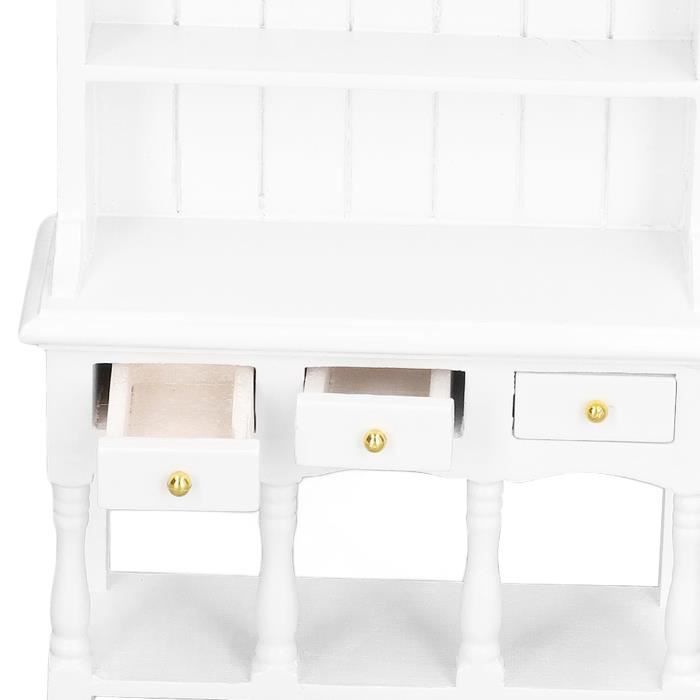 Meuble Miniature Maison De Poupée 1:12 - Armoire En Bois Noyer Et Blanc - Fait Main