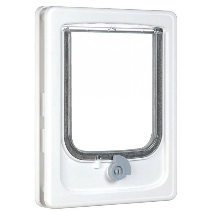 Chatière 4 positions pour gros chat et petit chien - ZOLUX - L24 x H325 cm - Pour porte bois PVC métal - Catwalk - Blanc