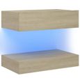 (VENTE FLASH) Armoire TV - Table basse - Buffet de TV Moderne avec lumières LED Chêne sonoma 60x35 cm|8203-1
