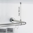 Porte-rideau de douche, chromé, dimensions : 0,5 x 150 x 2 cm, hauteur réglable jusqu'à 150 cm, cable rideau en acier,[S165]-1
