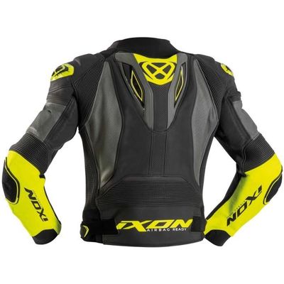 Blouson cuir moto Ixon vendetta jk evo noir/anthracite/jaune vif