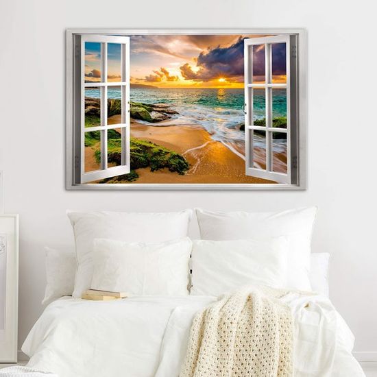 Tableau Sur Toile ARTTOR 50x70cm – Paysage Mer, Plage, Palmier – Déco Murale
