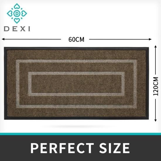 Paillasson DEXI 43x76cm - Noir - Antidérapant Et Imperméable - Pour Intérieur/extérieur - Entrée, Jardin, Bureau
