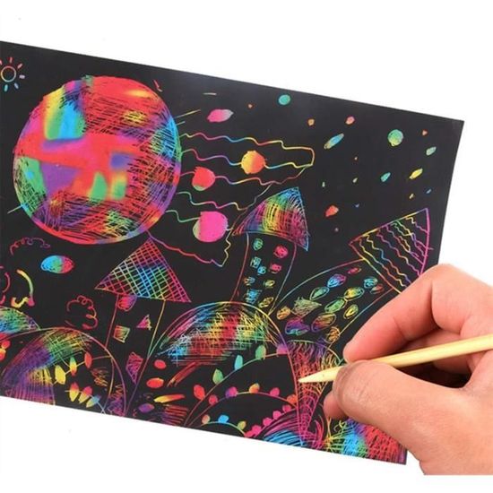 Lot De 18 Cartes à Gratter Licorne Et Animaux – Feuilles Arc-en-Ciel Avec 2 Stylets En Bois – Activité Créative Sans Désordre Dès 3 Ans