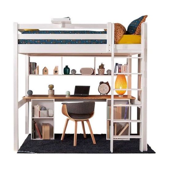 etagere pour lit mezzanine orphee blanc cdiscount maison