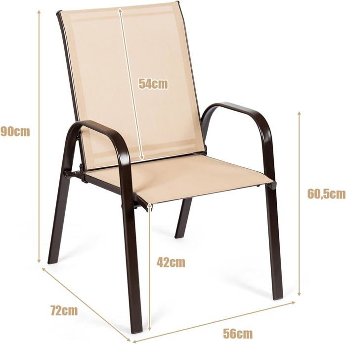 GOPLUS Lot De 4 Chaises De Jardin Pliantes - Chaises Extérieur Plastique Métal 350kg - Blanc