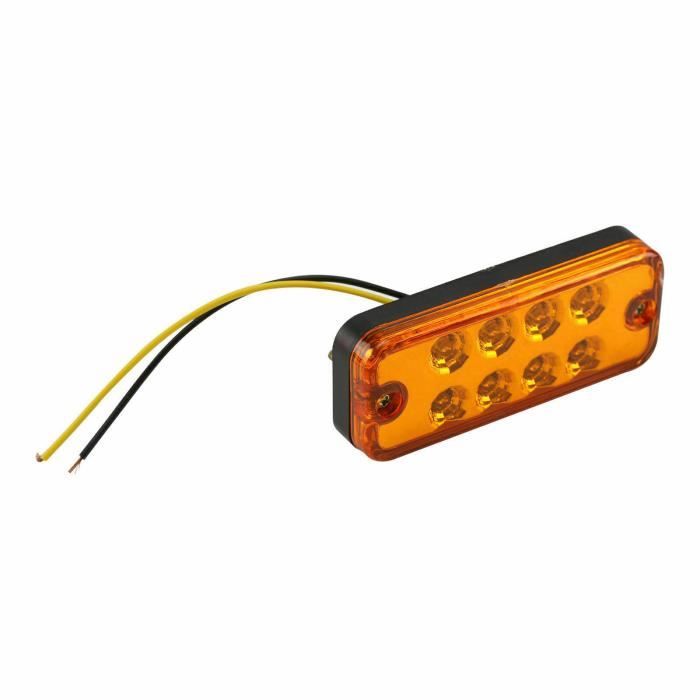 Feux De Gabarit Orange LED 12-24V Pour Camion, Remorque, Tracteur - Lot De 2, 110mm, 3 LEDs Haute Luminosité, Étanche Et Antichoc - Position Latérale Gauche/Droit