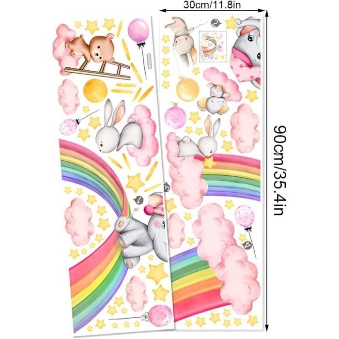 Stickers Muraux Arc en Ciel Autocollant Mural Chambre Fille Animaux Arc ...
