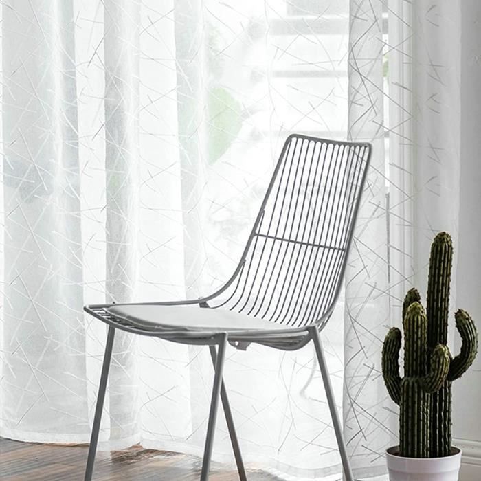 L.Z.E Rideaux Courts Blanc Écru Lin – Lot De 2 Panneaux 145 Cm Œillets Semi-Transparents – Chambre Salon Moderne