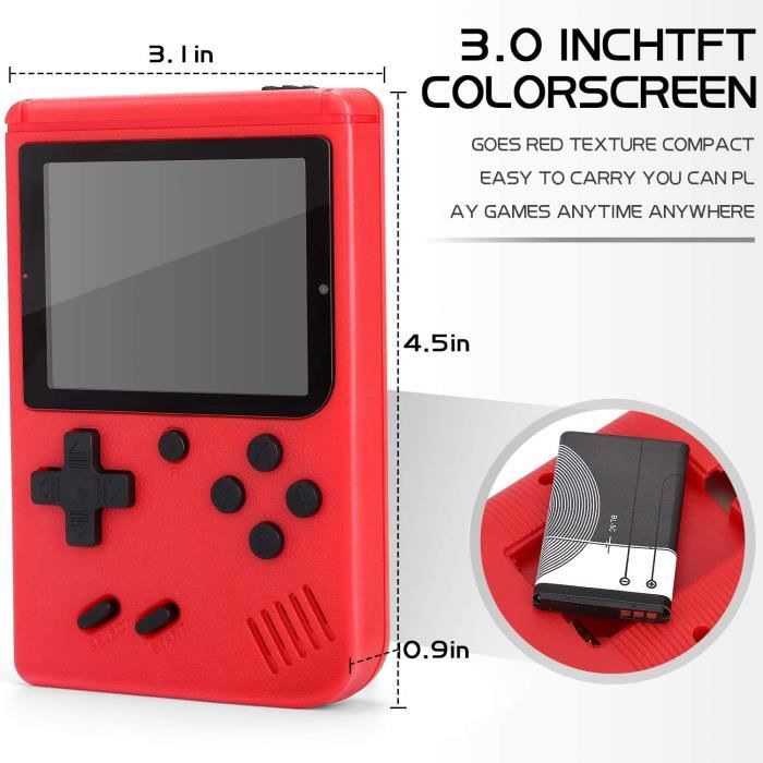 Console De Jeu Portable Rétro Avec Écran 3.0 Pouces Et Batterie 1020 MAh – Plug & Play – Pour Enfants Et Adultes – Inclut Câble AV Pour TV