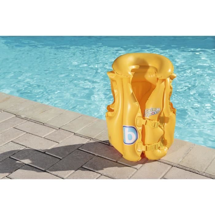 Gilet De Natation Enfant 1-6 Ans - Néoprène Avec Ceinture Amovible - Aide à La Flottabilité - Norme EN13138-1 - Orange/bleu