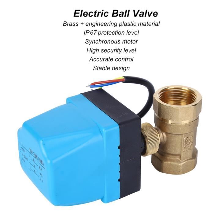 Vanne à Boisseau Sphérique Motorisée Électrique 220V AC 3 Fils – Laiton 2 Voies DN15/DN25 1,6 MPa