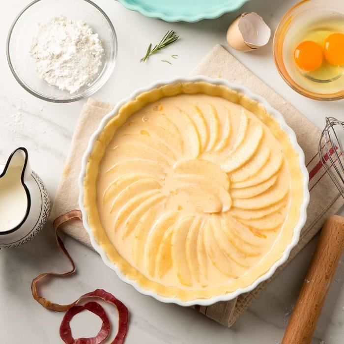 Moule à Tarte Tourtière haute en Porcelaine Blanche D29.5 cm Moule à Tarte Tourtière haute en Porcelaine Blanche D29.5 cm