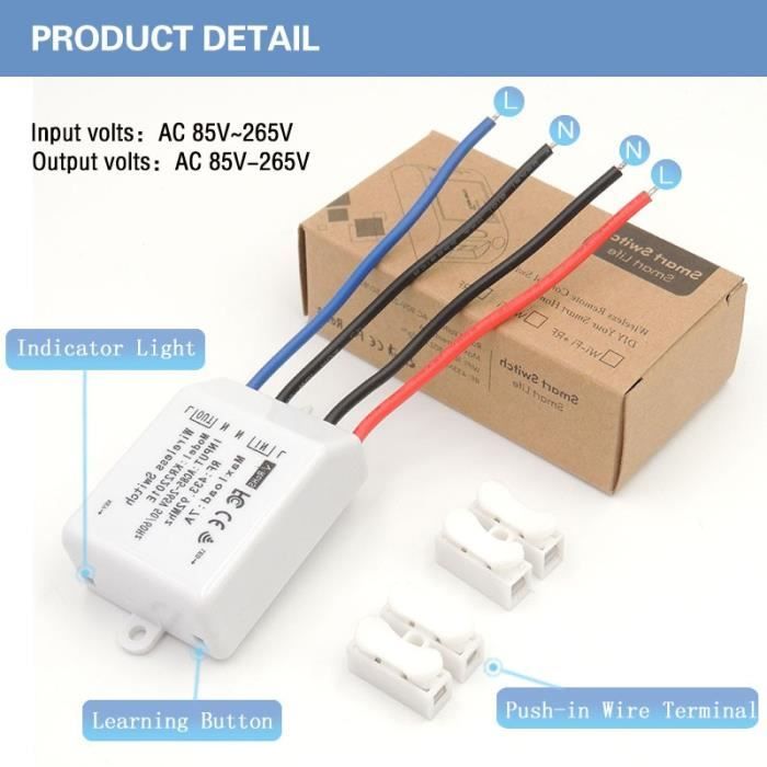 2RC 2W 1B -Interrupteur mural intelligent sans fil universel,433Mhz ...