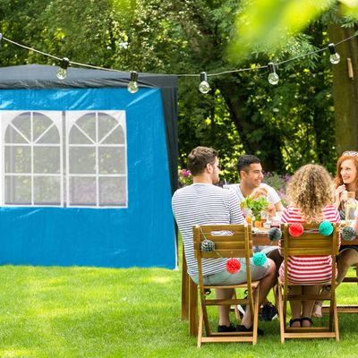 Parois Latérales Pour Tonnelle Relaxdays - Lot De 4, 2x3m, Bleues, Avec Fenêtres Et Fermeture éclair