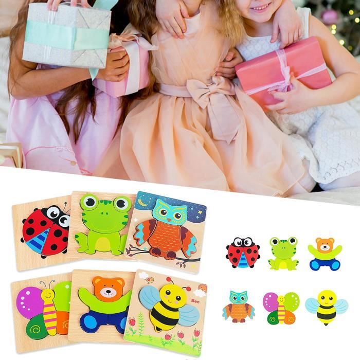 Puzzles En Bois 3D Animaux De La Ferme – 6 En 1, 16 Cubes 3x3 Cm – Jouet Éducatif Montessori – Cadeau 3-4 Ans