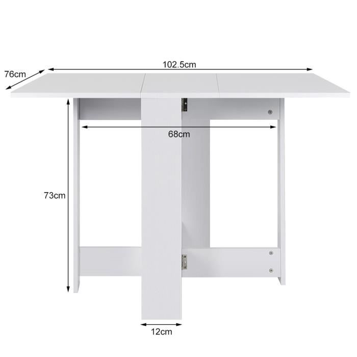Table Pliante, Petite Table à Manger d'appartement 60x60x53cm