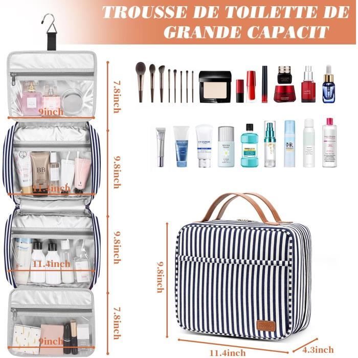 Bosidu Grande Trousse De Toilette Suspendue Imperméable Femme & Homme - Capacité XXL Pour Voyage & Quotidien, Bleu