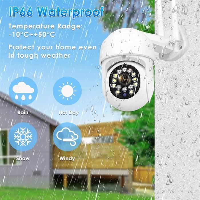 Caméra De Sécurité D'extérieur Sans Fil, 2 K WiFi Système De