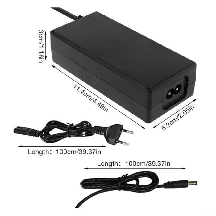 Chargeur Trottinette électrique 42V 2A – 6 Connecteurs Inclus, Universel 36V, Compatible Xiaomi M365, Ninebot, Hoverboard