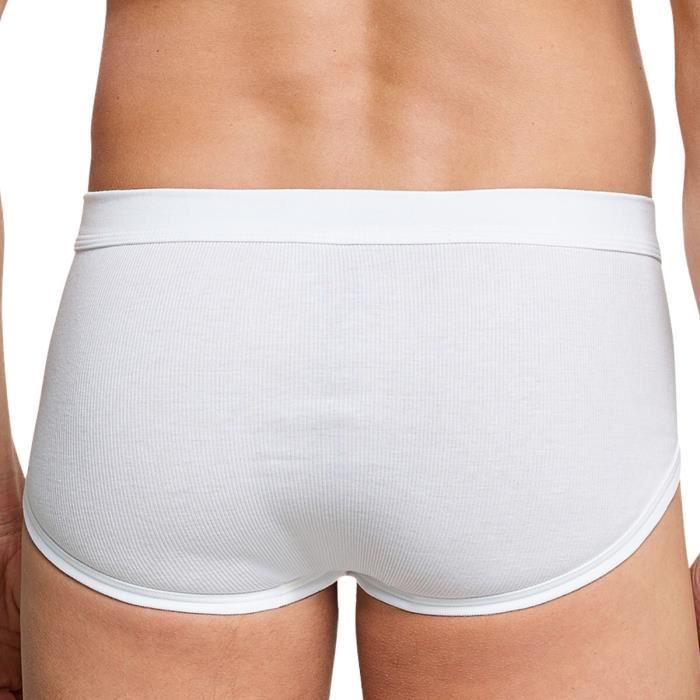 Schiesser Slips Hommes Cotton Essentials à double côtes lot de 4 Blanc