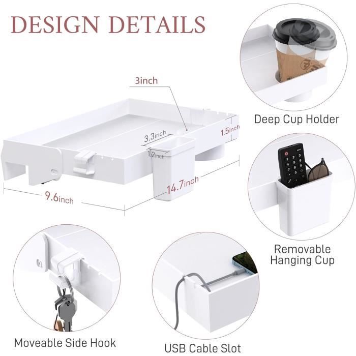 Porte-Gobelet De Lit, 9,2x9,2x15,2cm Métal Qualité Supérieure Porte
